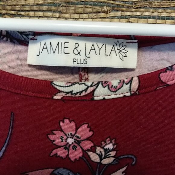 🌿 Jamie & Layla Burgundy-Grey Foliage Dress | Size 20P | Pre-Owned - Picture 7 of 9